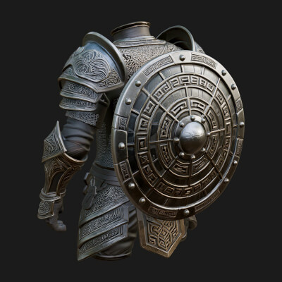 Riveted Round War Shield Model Design 24 3D Print Model