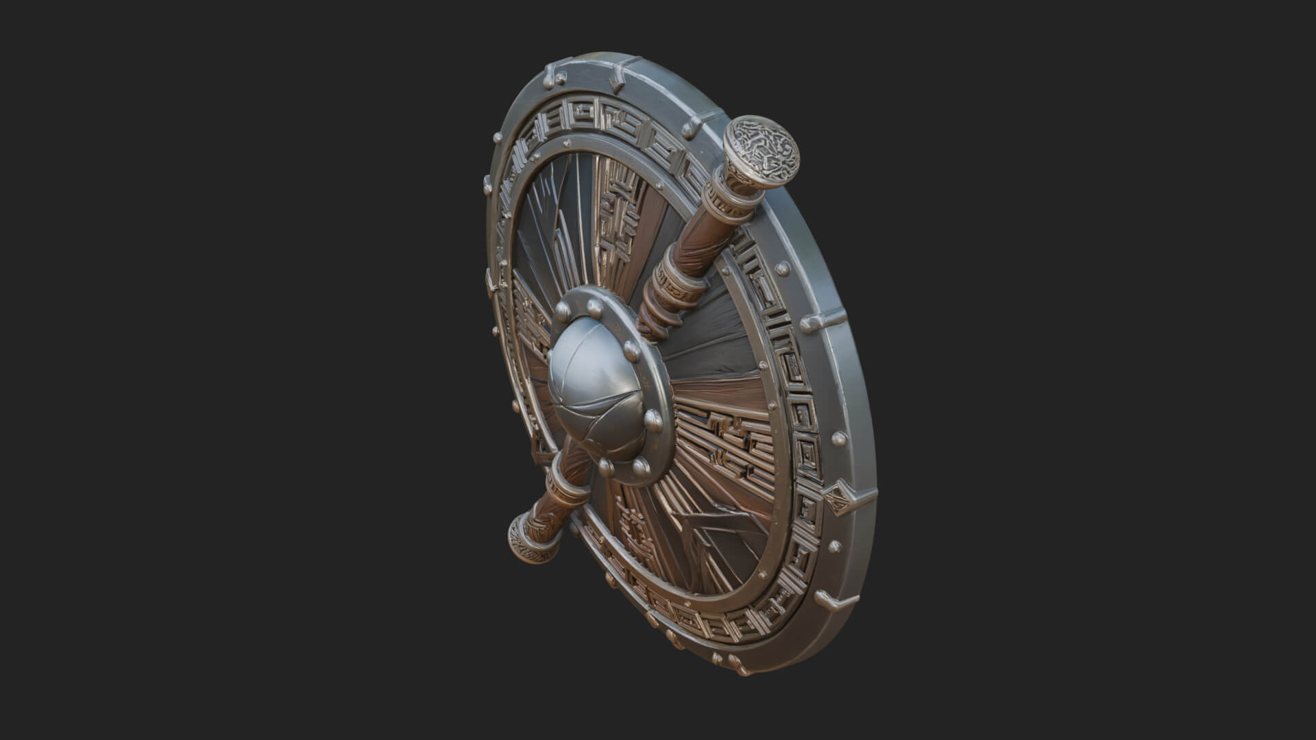 Riveted Round War Shield Model Design 25 3D Print Model 3D Model
