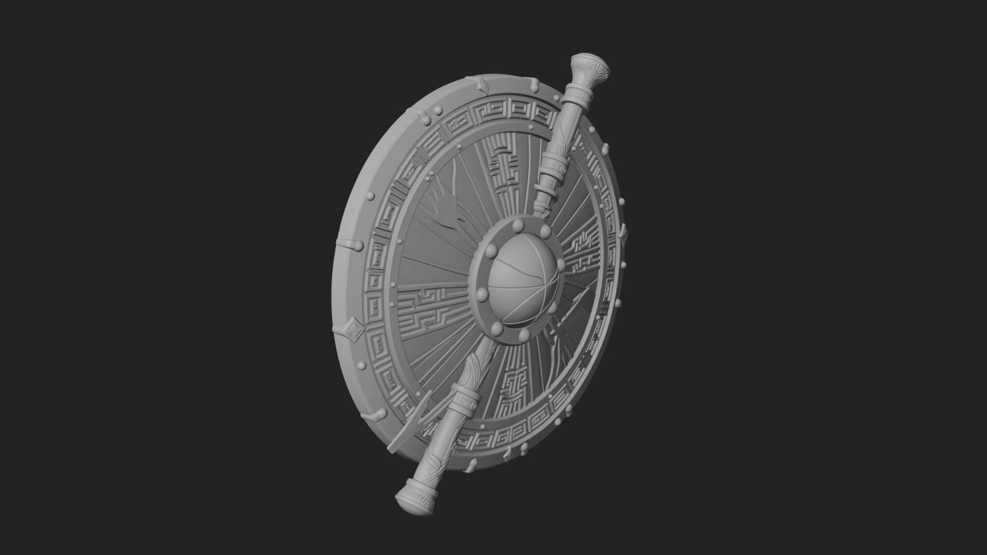Riveted Round War Shield Model Design 25 3D Print Model 3D Model