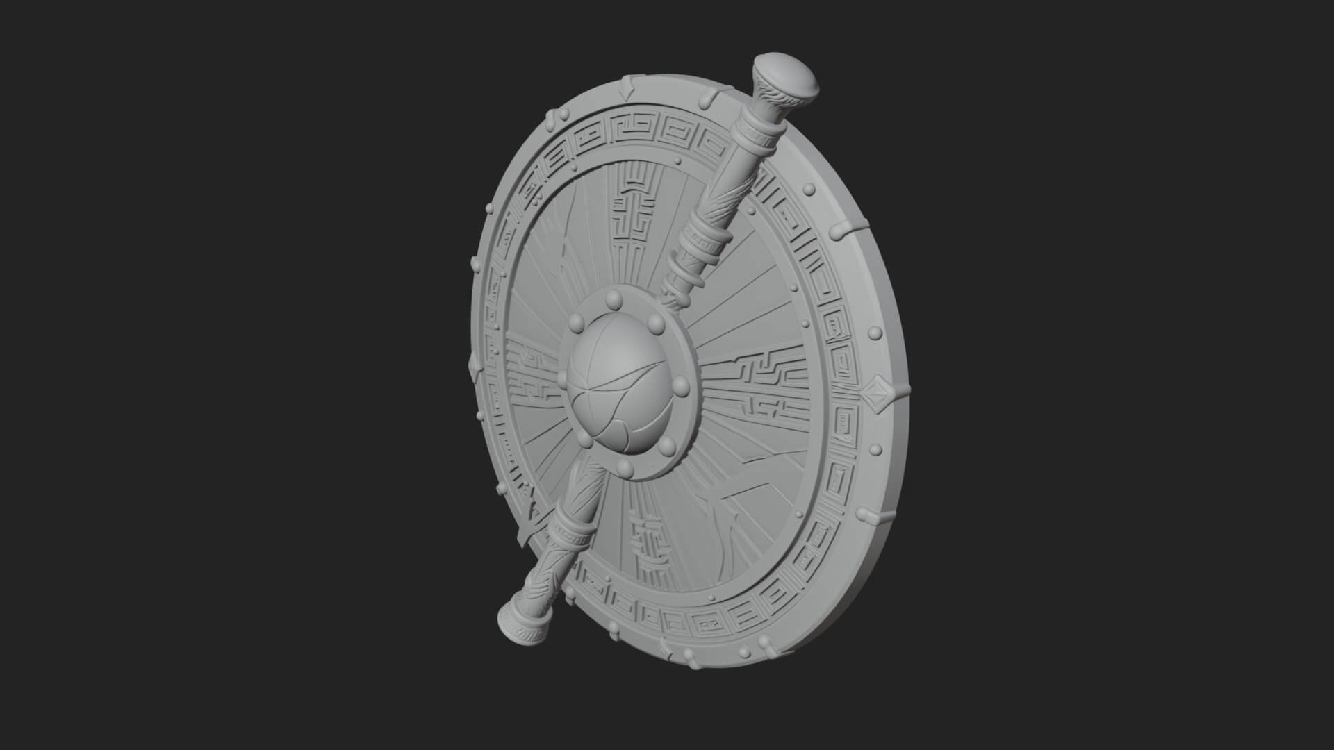 Riveted Round War Shield Model Design 25 3D Print Model 3D Model