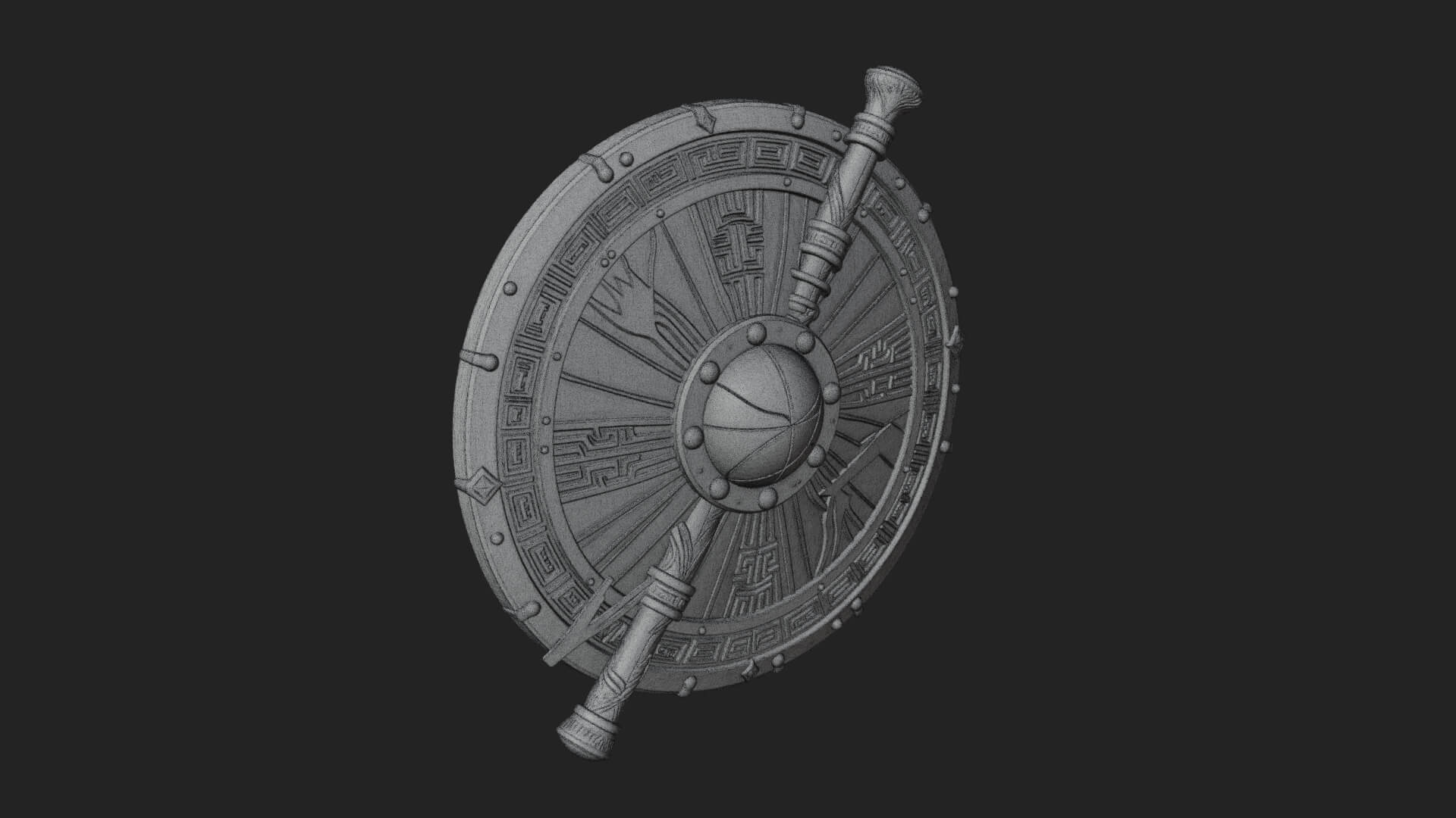 Riveted Round War Shield Model Design 25 3D Print Model 3D Model