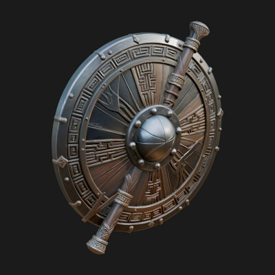 Riveted Round War Shield Model Design 25 3D Print Model