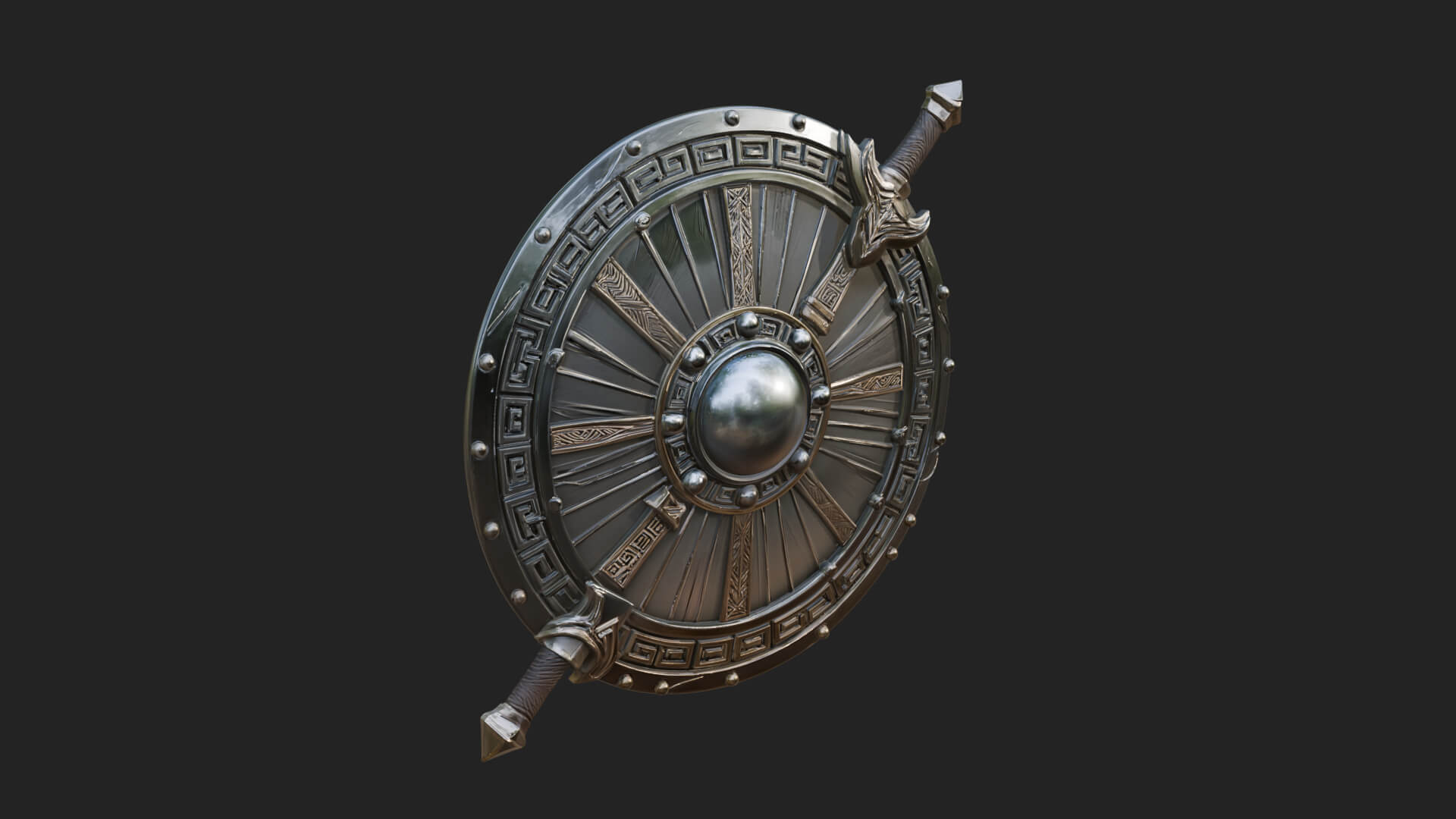 Riveted Round War Shield Model Design 26 3D Print Model 3D Model