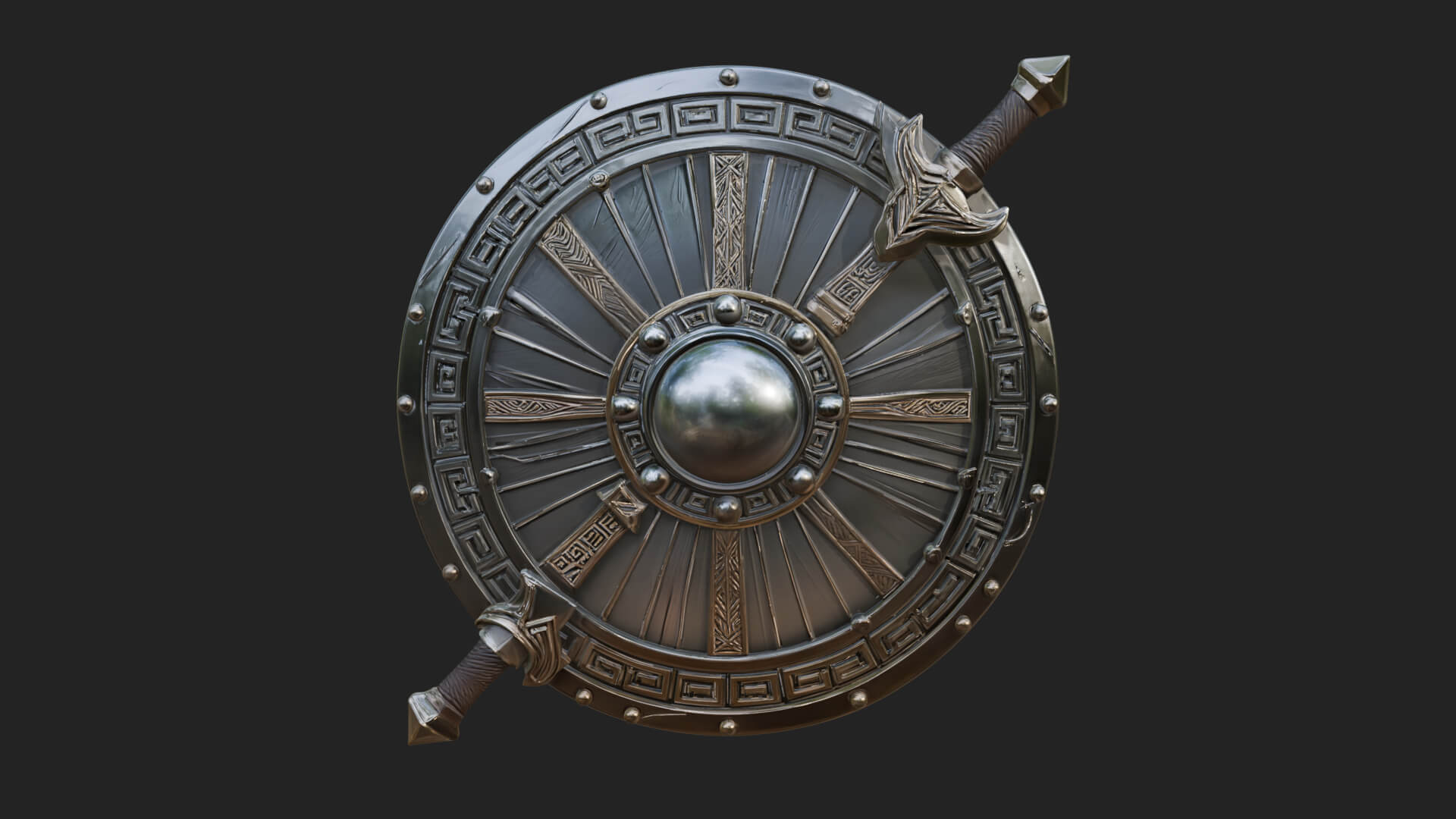 Riveted Round War Shield Model Design 26 3D Print Model 3D Model