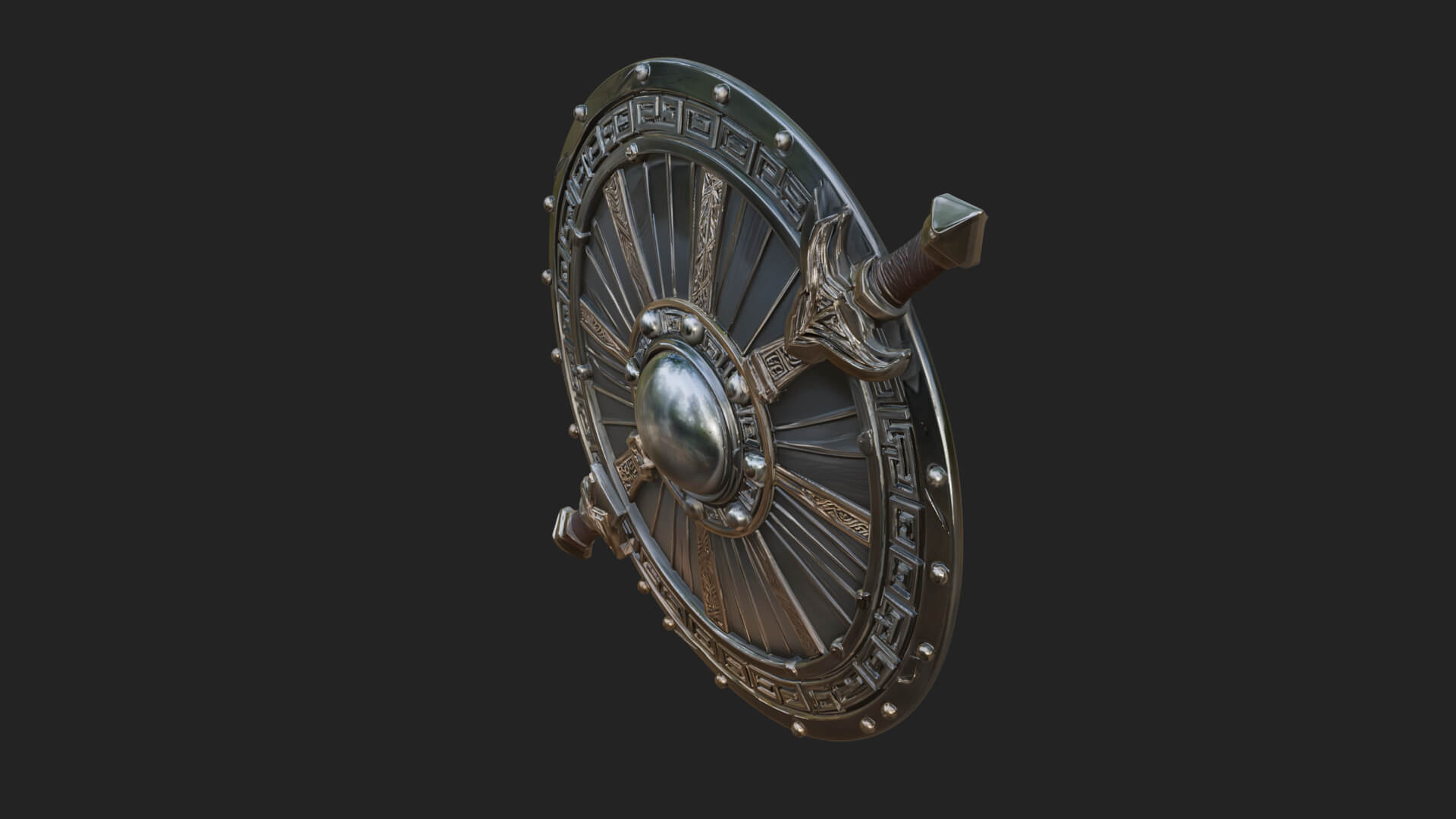Riveted Round War Shield Model Design 26 3D Print Model 3D Model