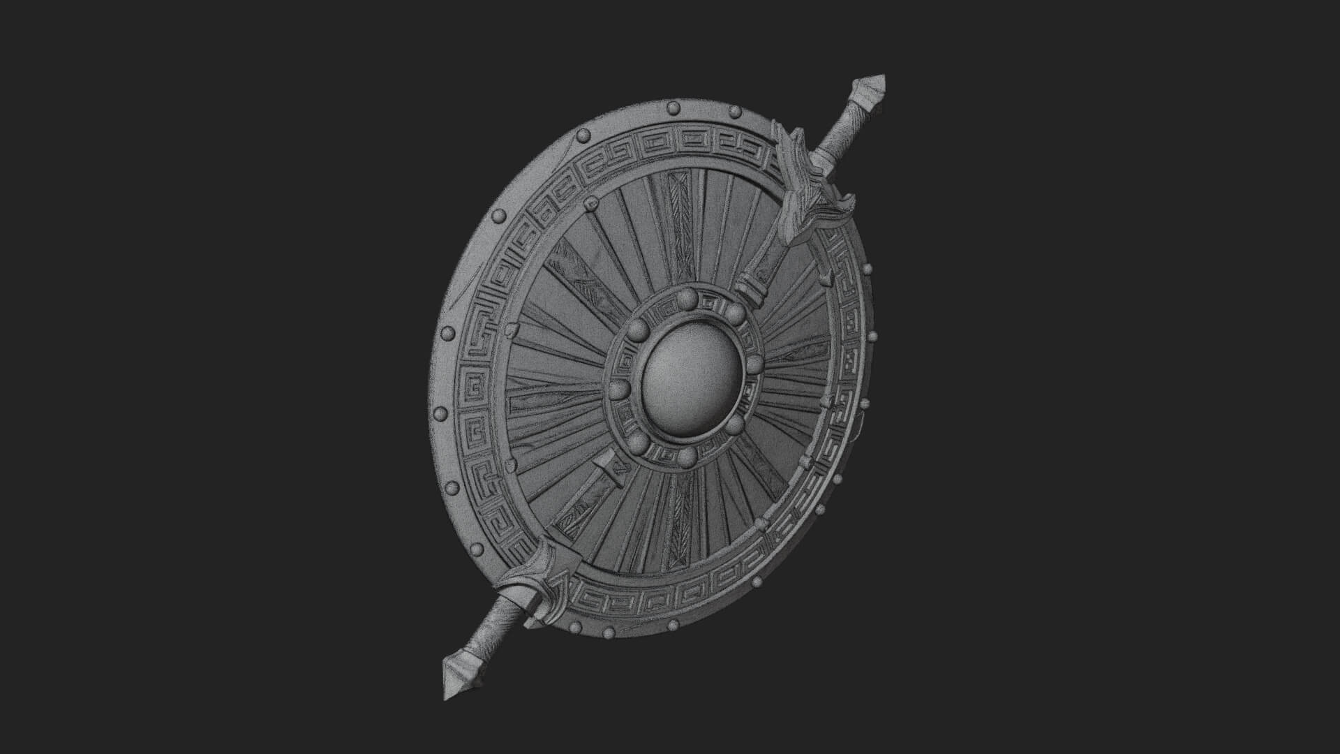 Riveted Round War Shield Model Design 26 3D Print Model 3D Model