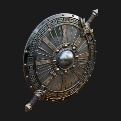 Riveted Round War Shield Model Design 26 3D Print Model