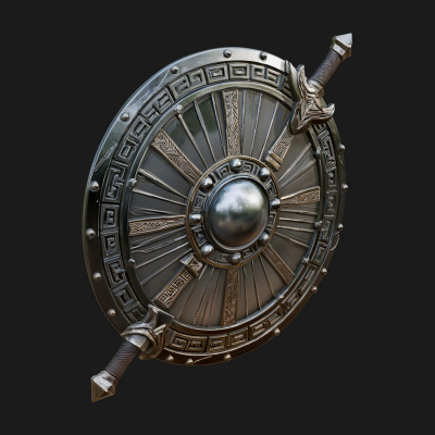 Riveted Round War Shield Model Design 26 3D Print Model
