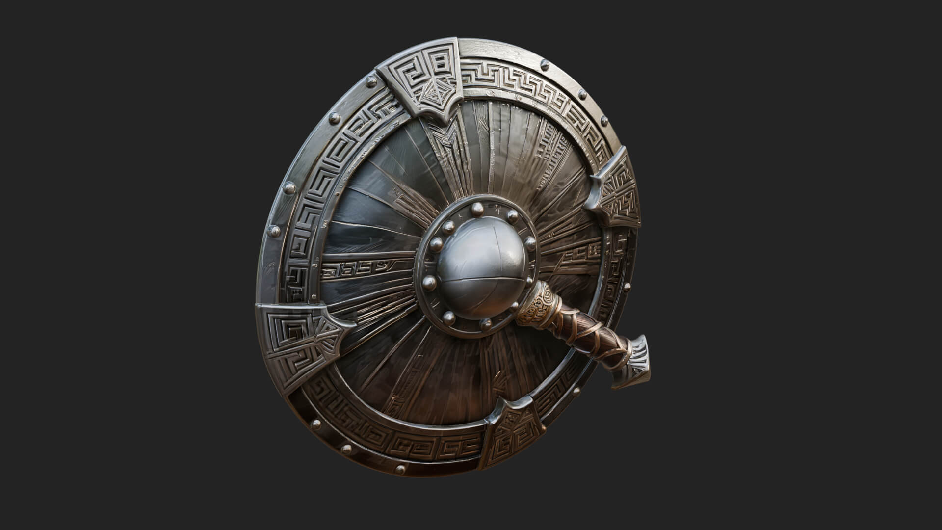Riveted Round War Shield Model Design 27 3D Print Model 3D Model