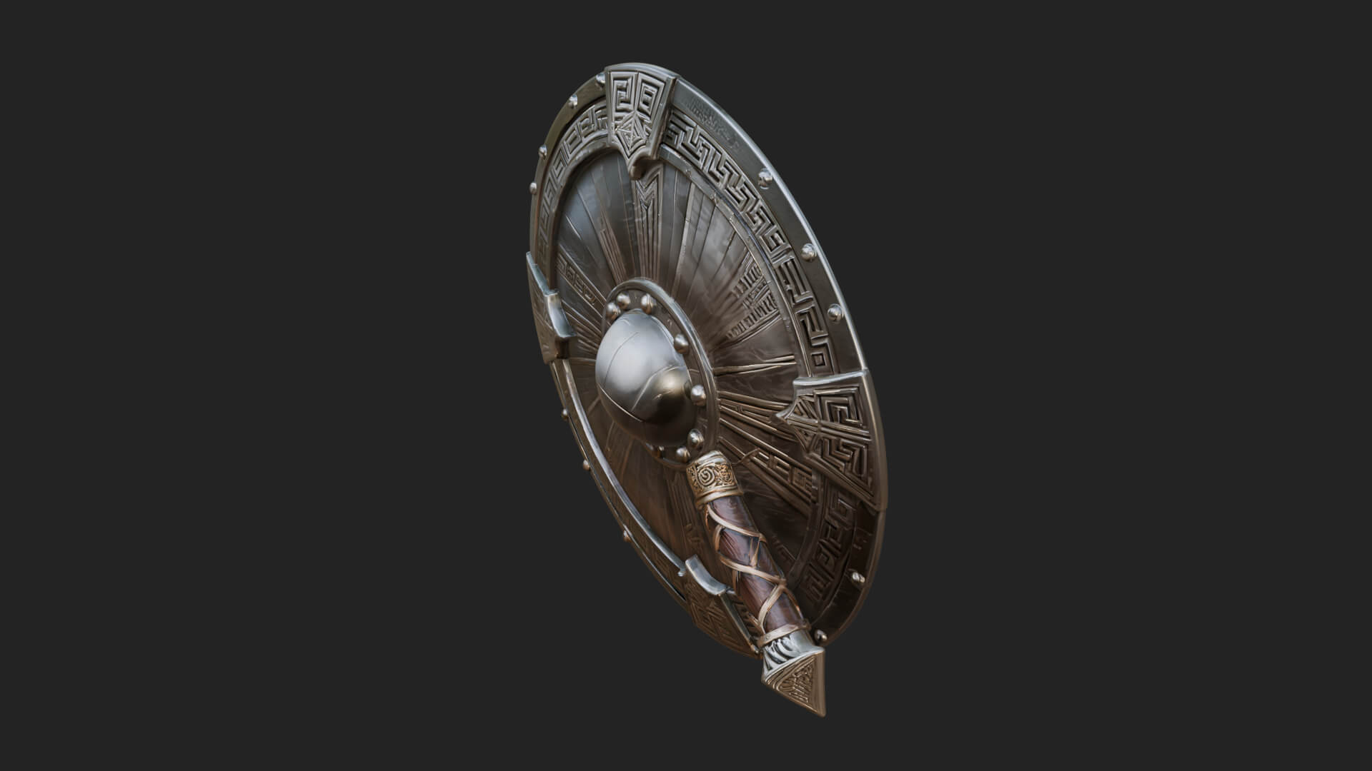 Riveted Round War Shield Model Design 27 3D Print Model 3D Model