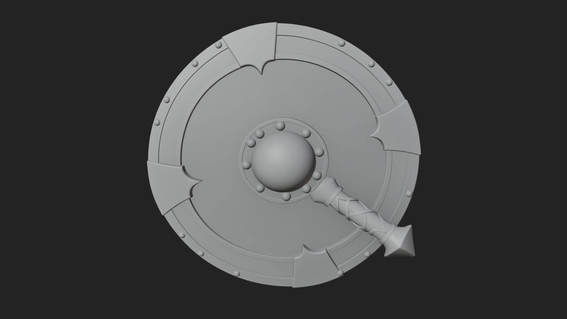 Riveted Round War Shield Model Design 27 3D Print Model 3D Model