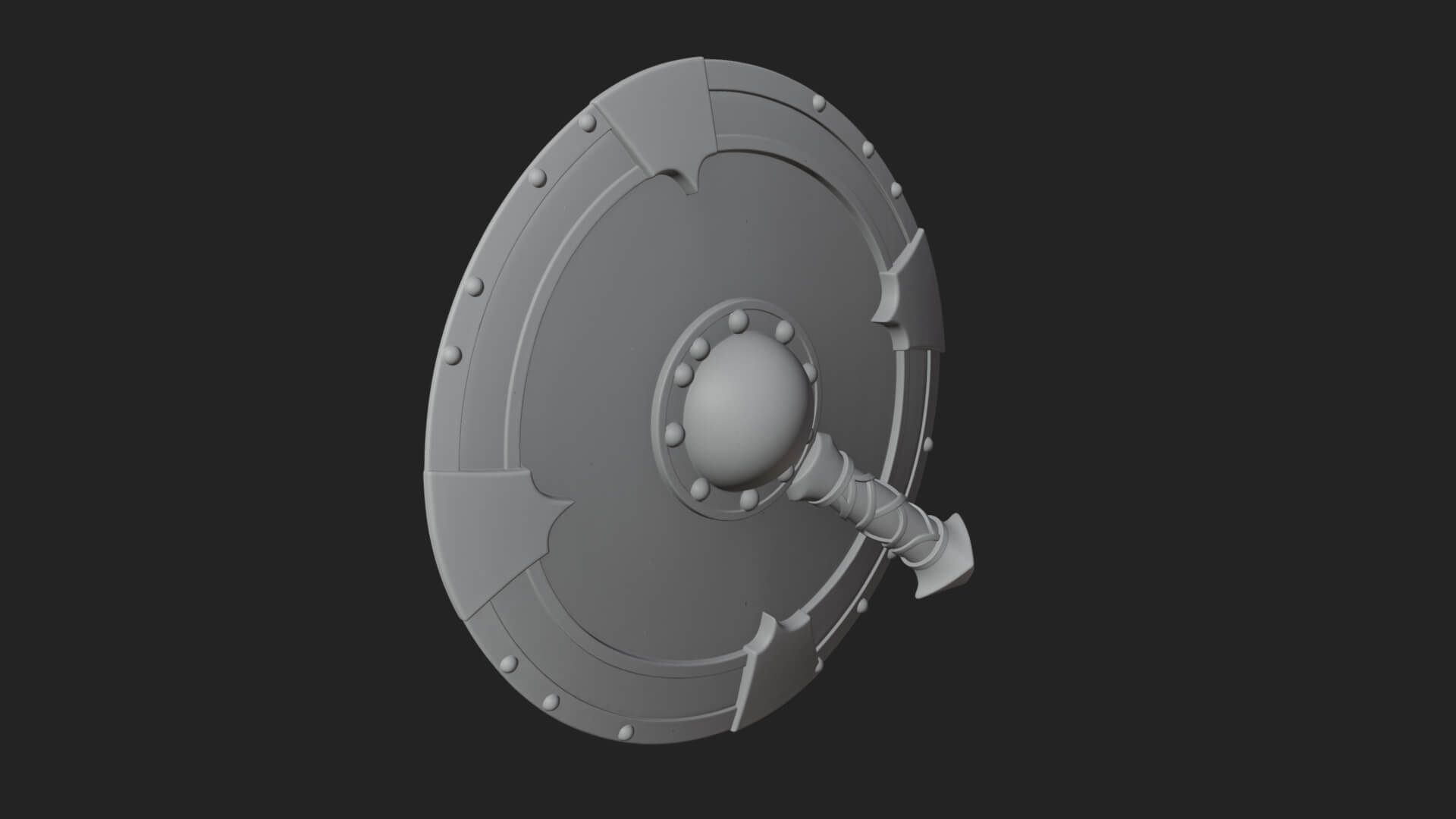 Riveted Round War Shield Model Design 27 3D Print Model 3D Model