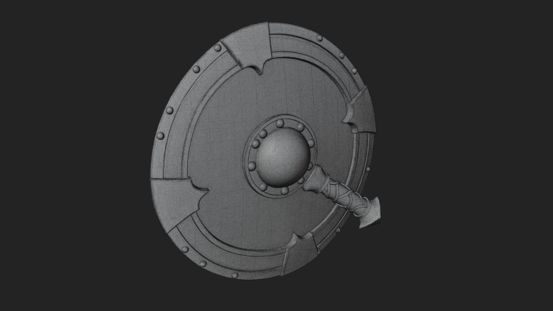 Riveted Round War Shield Model Design 27 3D Print Model 3D Model