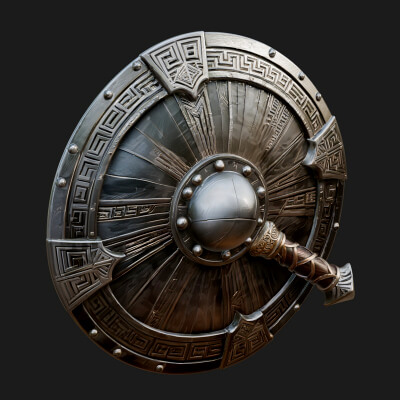 Riveted Round War Shield Model Design 27 3D Print Model