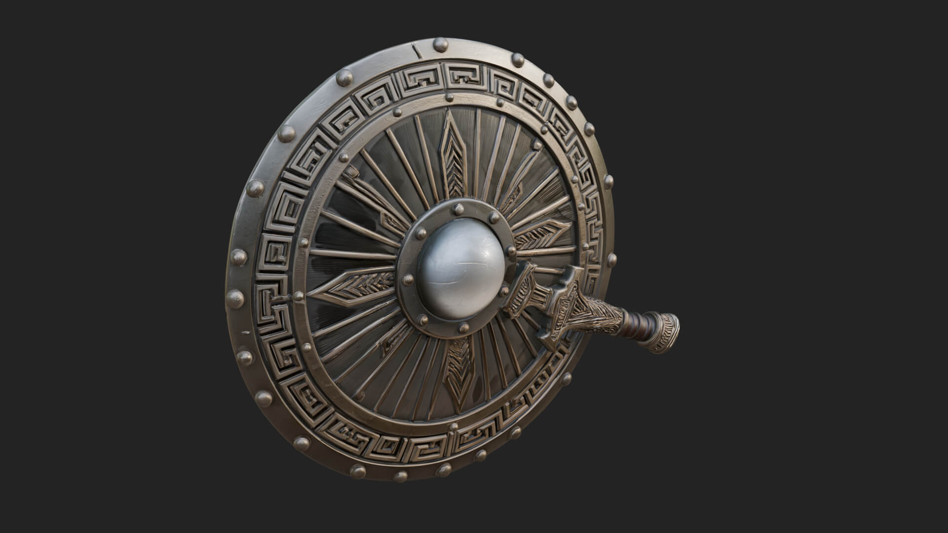 Riveted Round War Shield Model Design 28 3D Print Model 3D Model