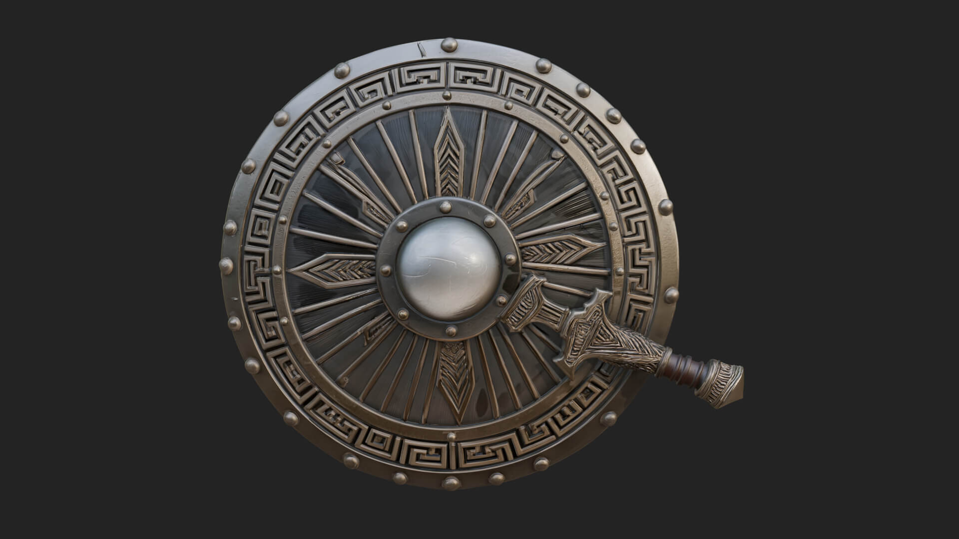 Riveted Round War Shield Model Design 28 3D Print Model 3D Model