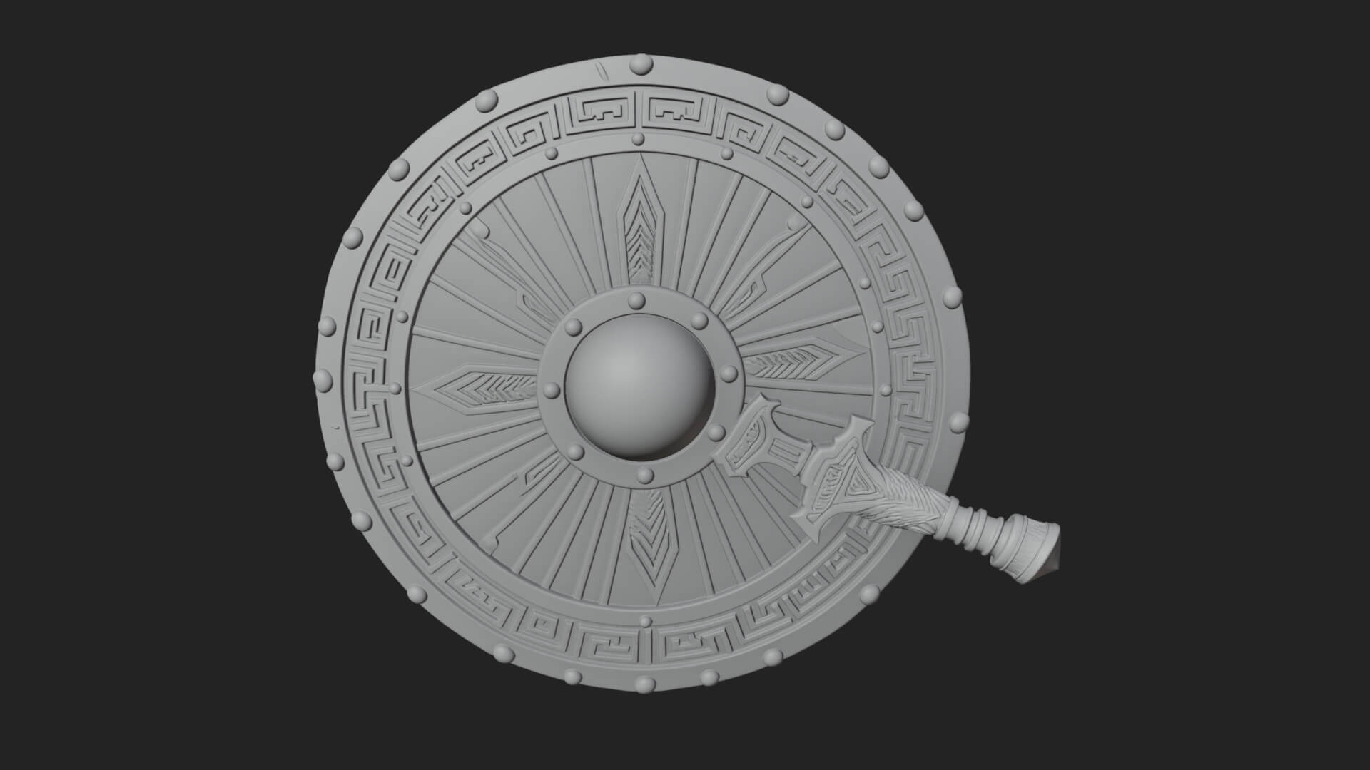 Riveted Round War Shield Model Design 28 3D Print Model 3D Model