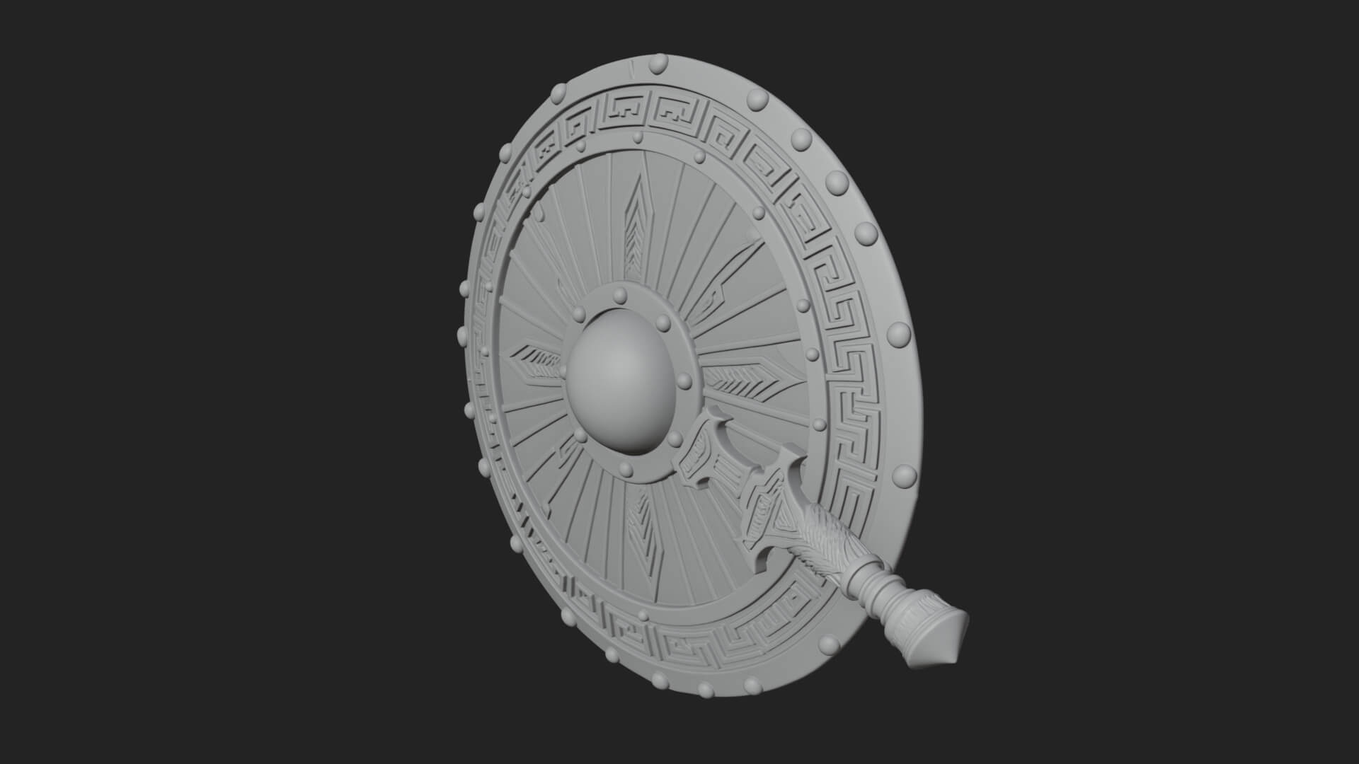 Riveted Round War Shield Model Design 28 3D Print Model 3D Model