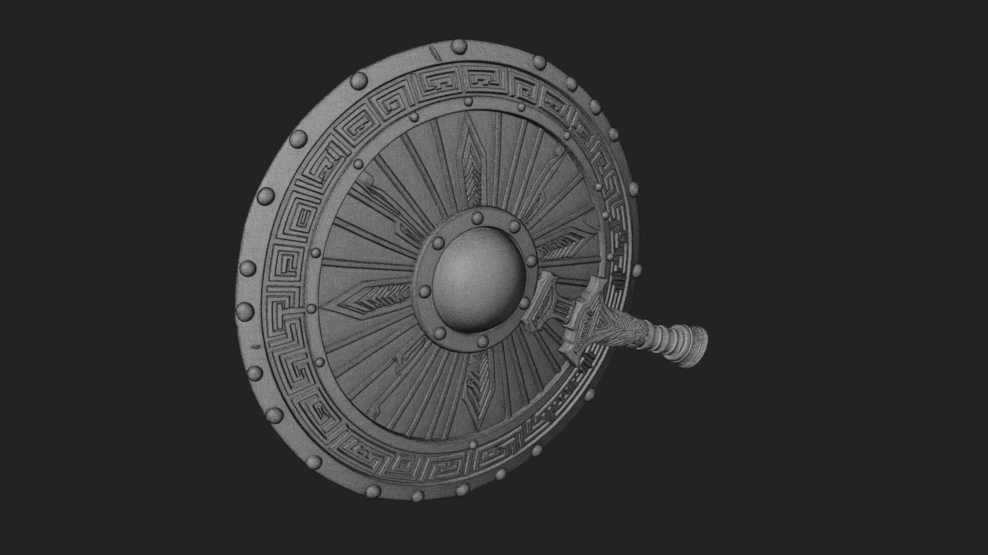 Riveted Round War Shield Model Design 28 3D Print Model 3D Model