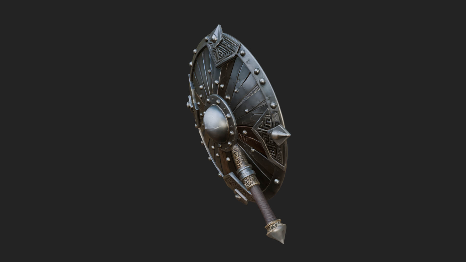 Riveted Round War Shield Model Design 3 3D Print Model 3D Model