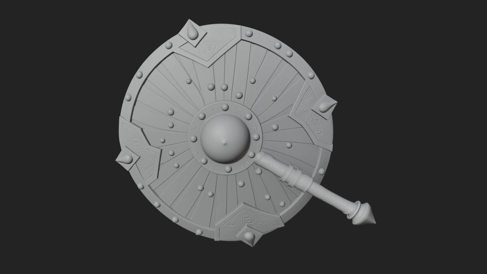 Riveted Round War Shield Model Design 3 3D Print Model 3D Model