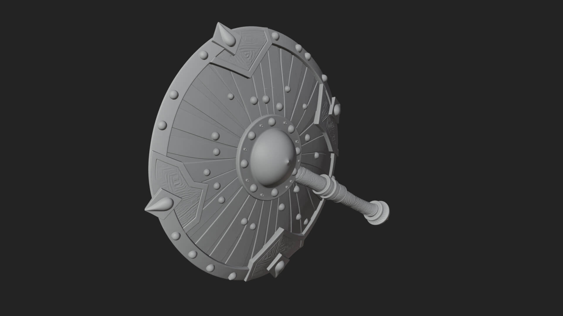 Riveted Round War Shield Model Design 3 3D Print Model 3D Model