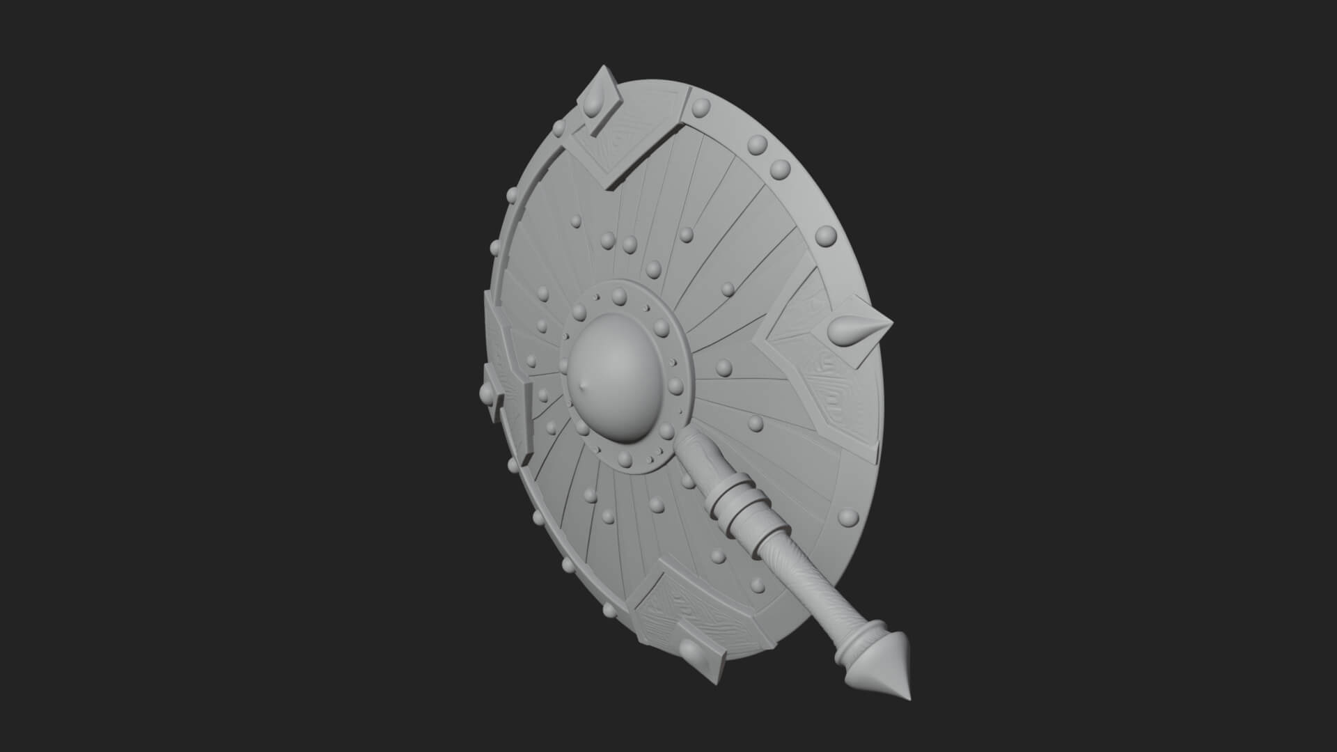 Riveted Round War Shield Model Design 3 3D Print Model 3D Model
