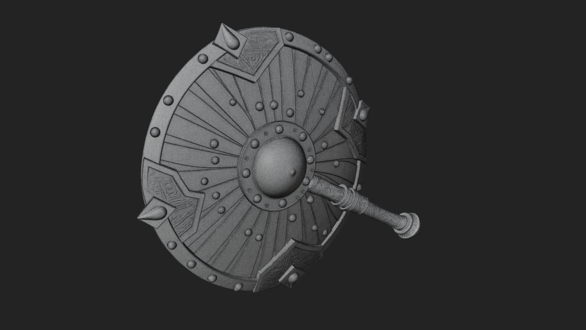 Riveted Round War Shield Model Design 3 3D Print Model 3D Model