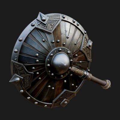Riveted Round War Shield Model Design 3 3D Print Model