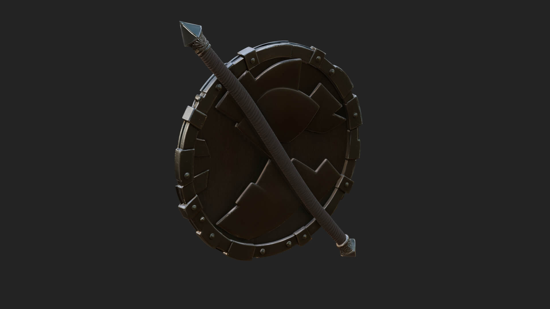 Riveted Round War Shield Model Design 4 3D Print Model 3D Model