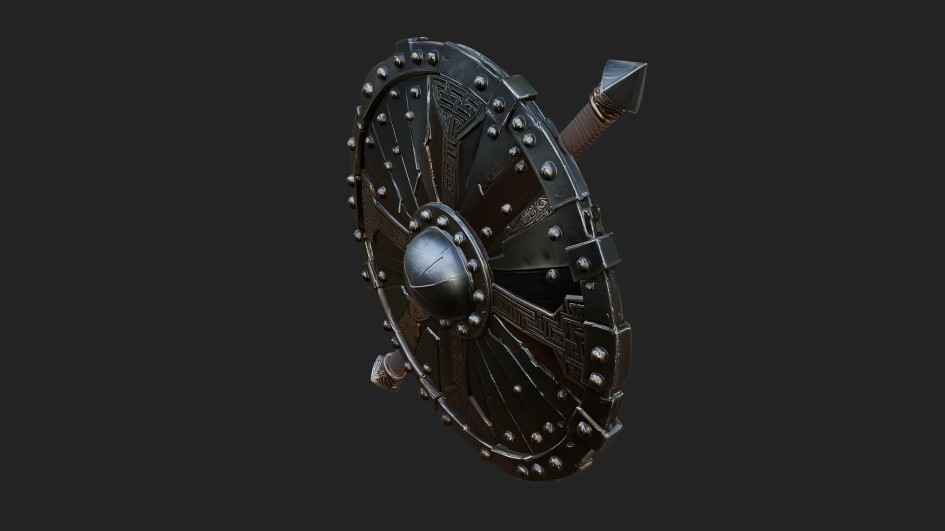 Riveted Round War Shield Model Design 4 3D Print Model 3D Model