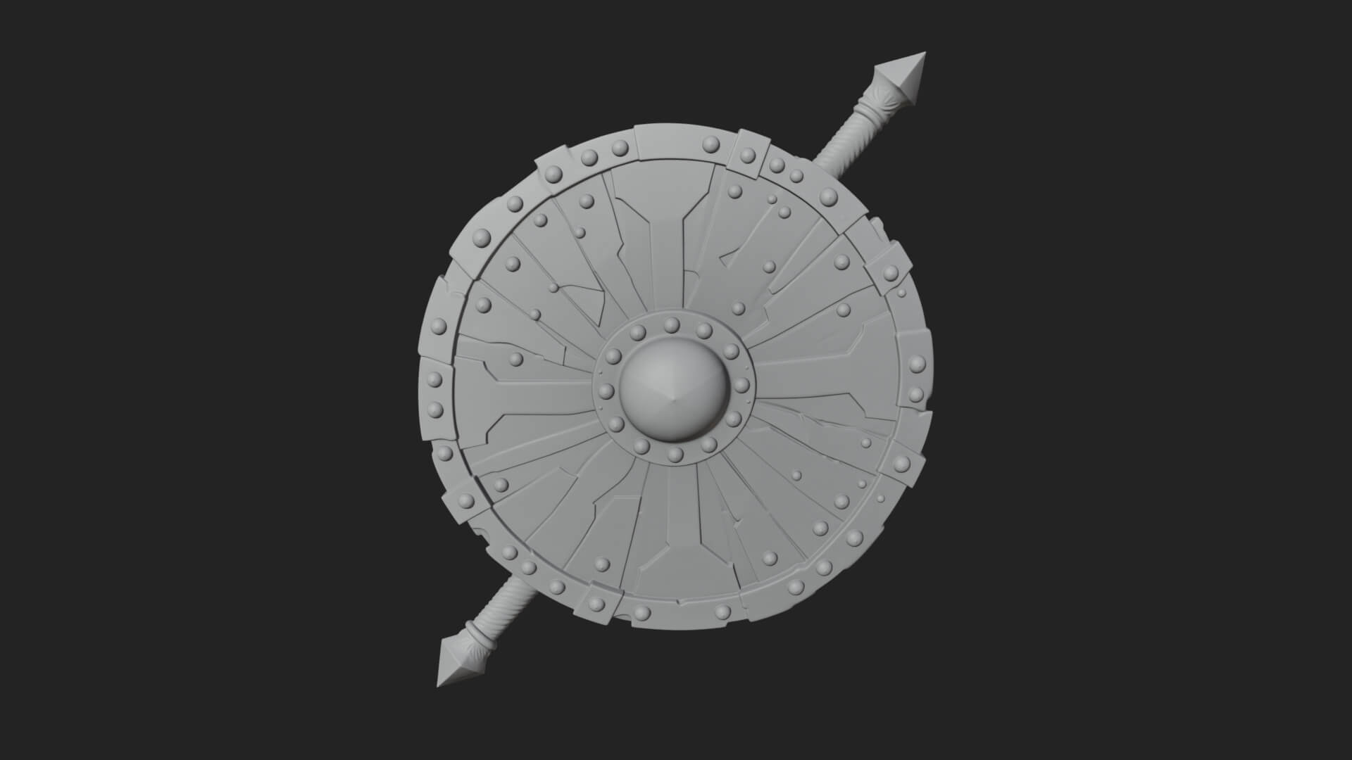 Riveted Round War Shield Model Design 4 3D Print Model 3D Model