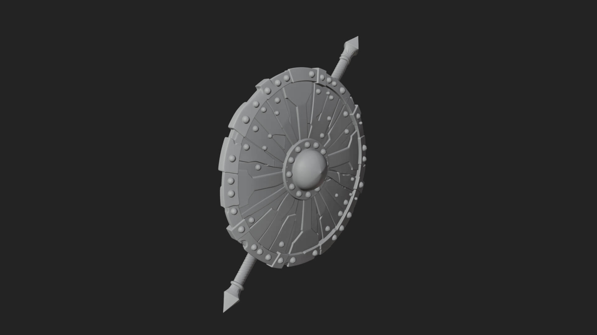 Riveted Round War Shield Model Design 4 3D Print Model 3D Model