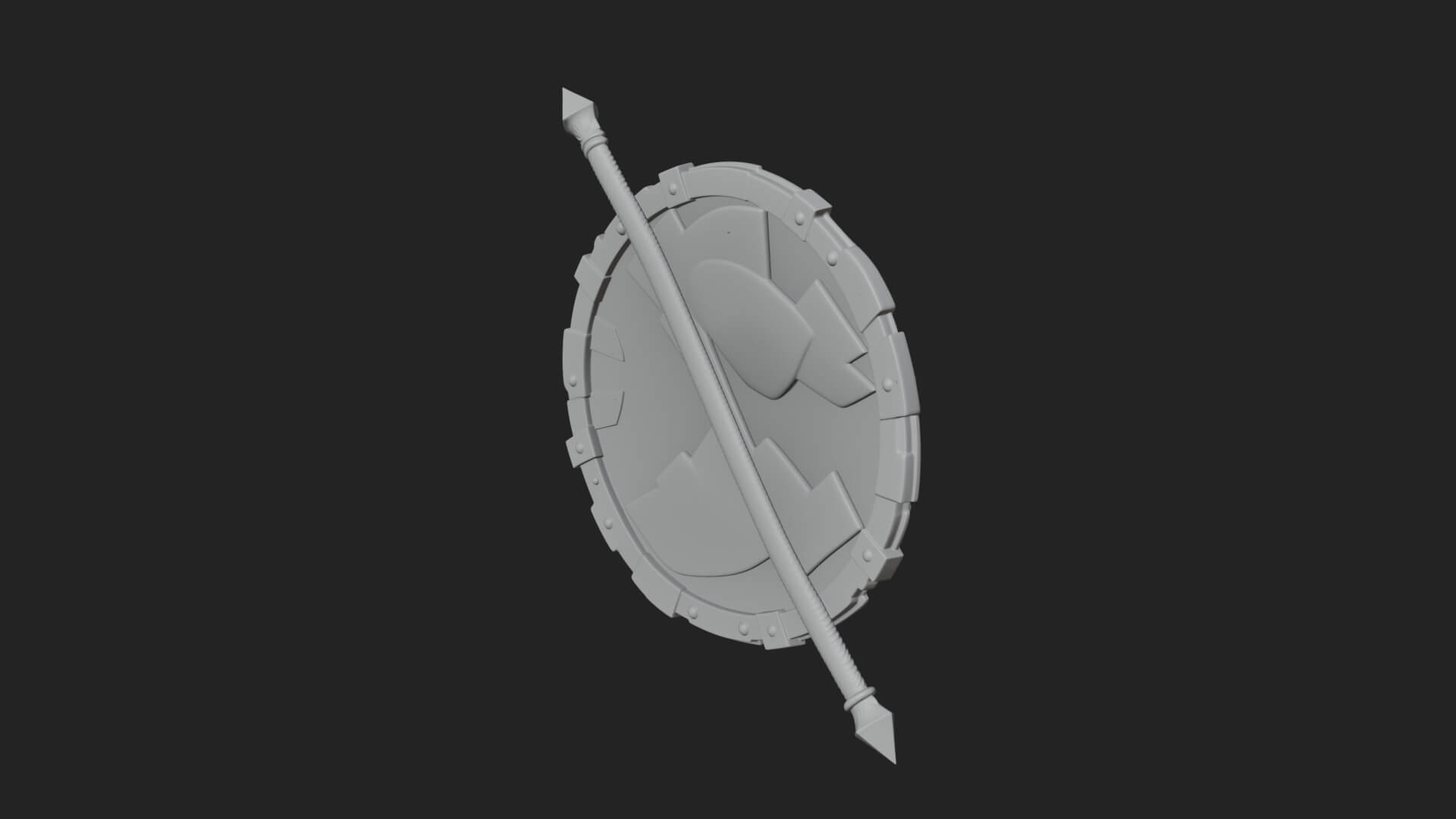 Riveted Round War Shield Model Design 4 3D Print Model 3D Model