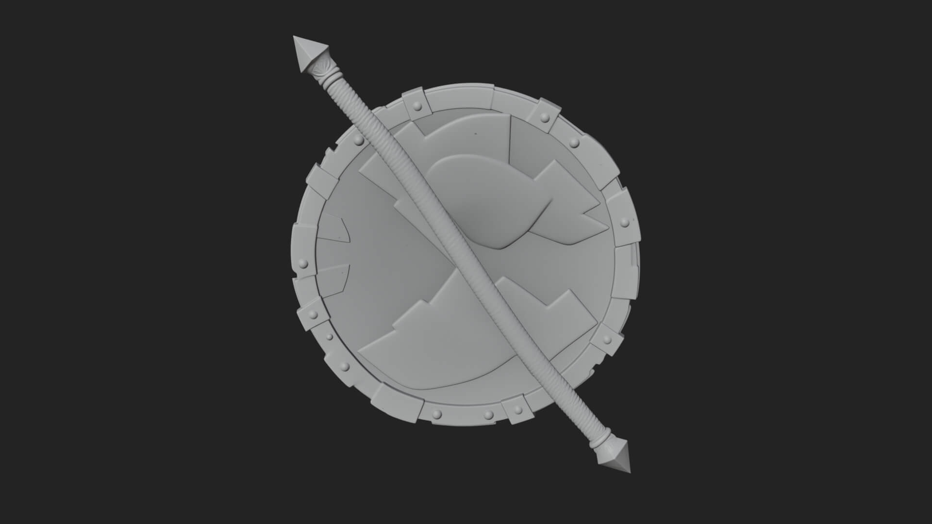 Riveted Round War Shield Model Design 4 3D Print Model 3D Model
