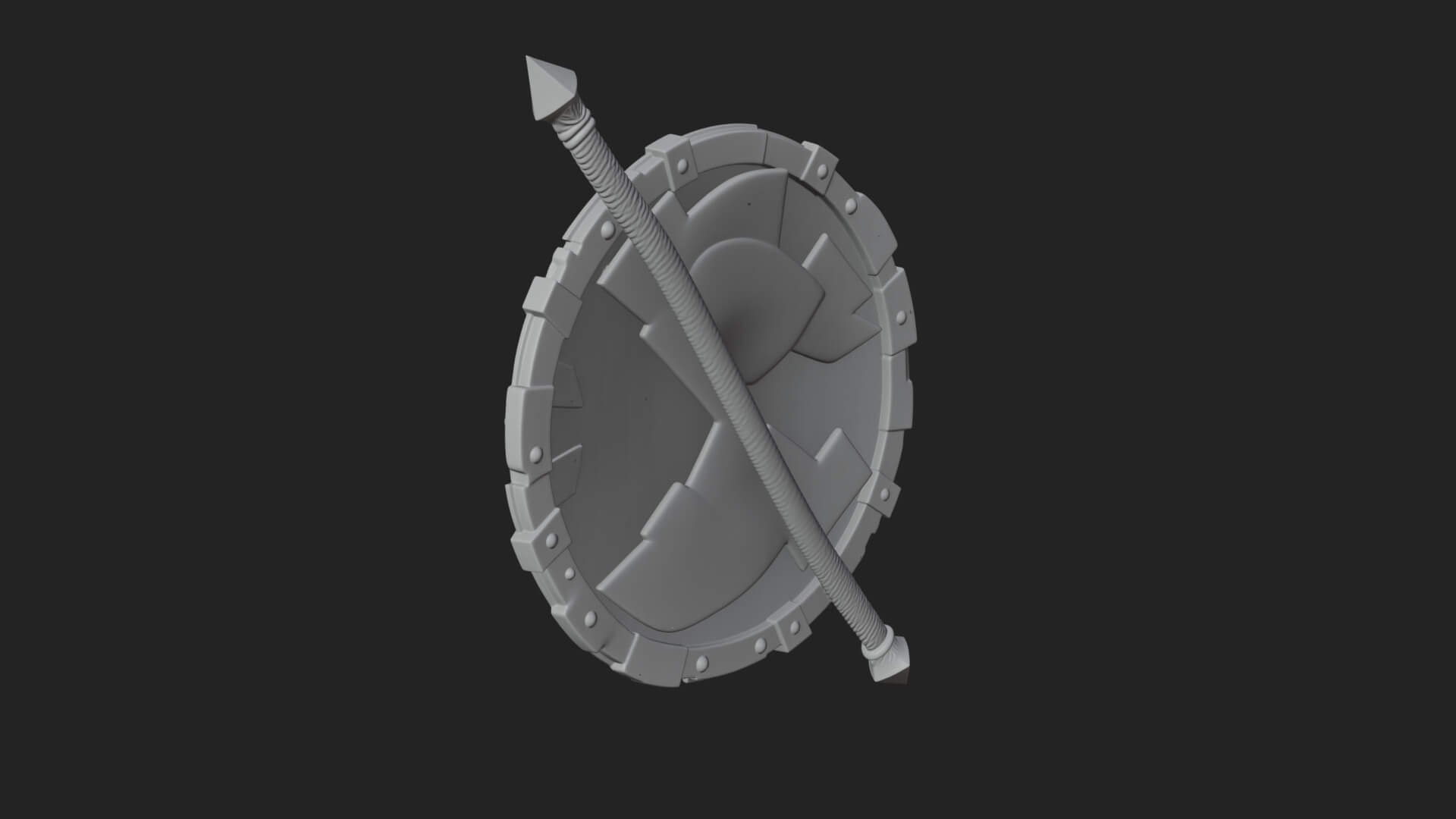 Riveted Round War Shield Model Design 4 3D Print Model 3D Model