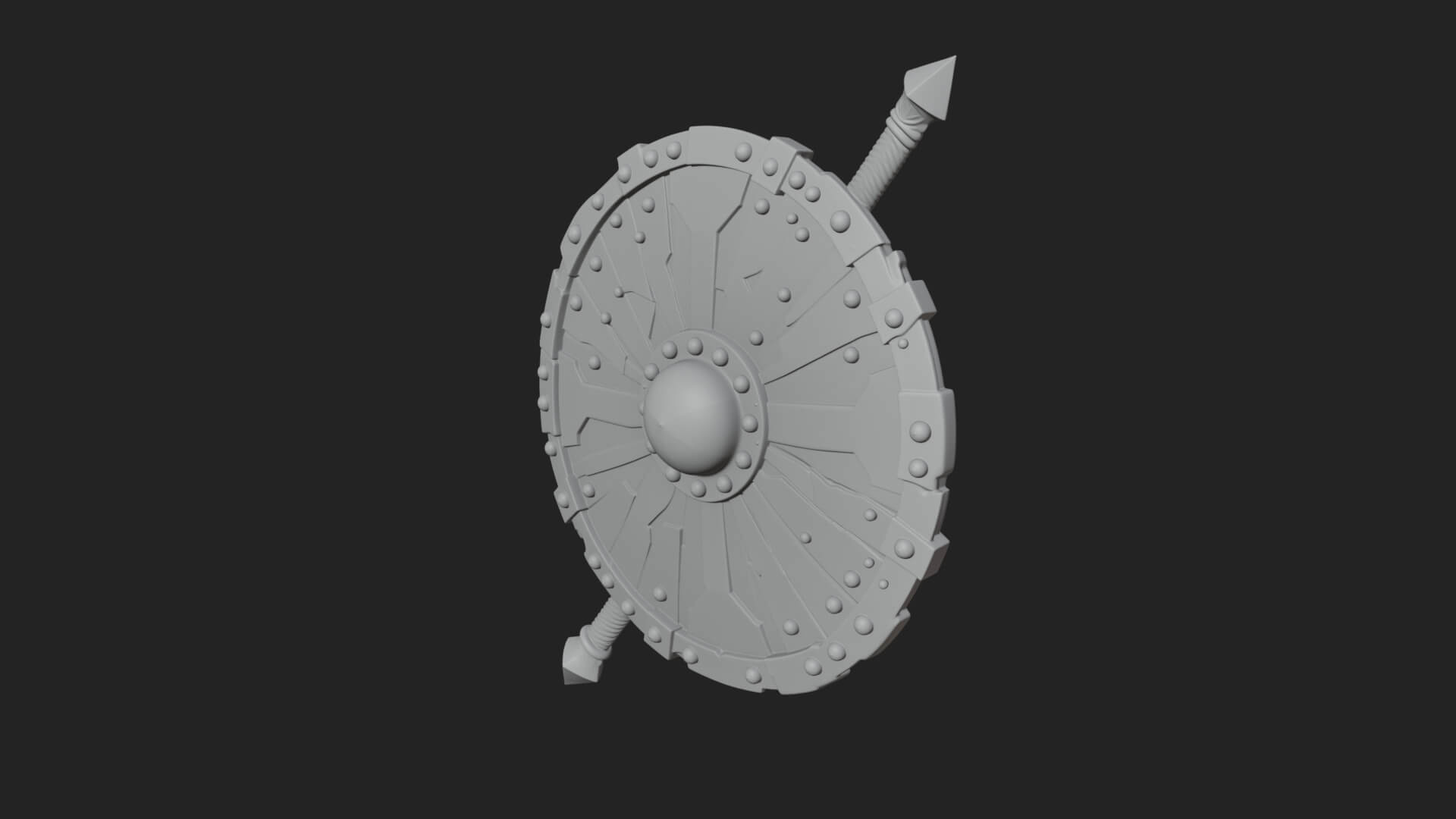 Riveted Round War Shield Model Design 4 3D Print Model 3D Model