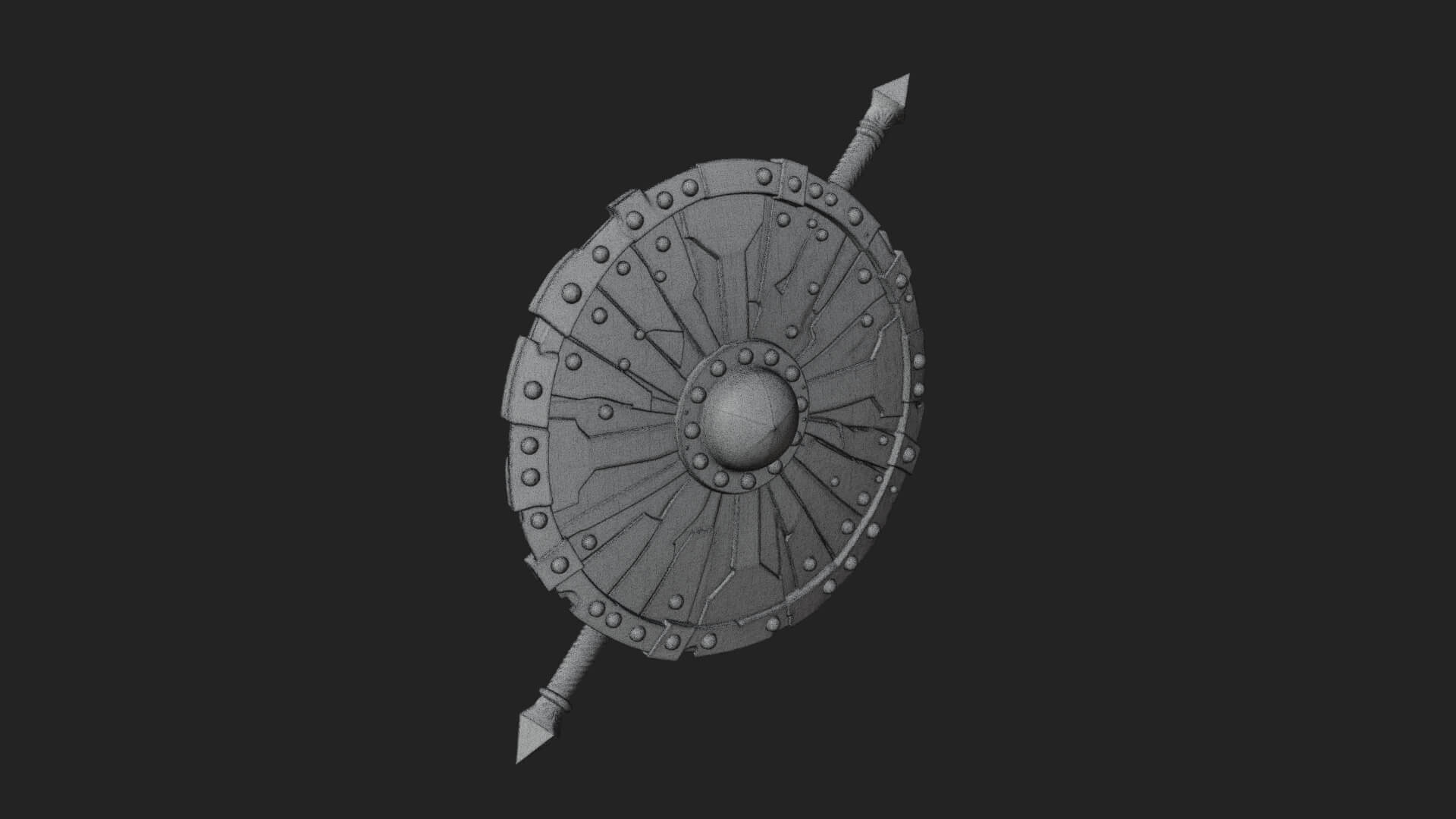 Riveted Round War Shield Model Design 4 3D Print Model 3D Model