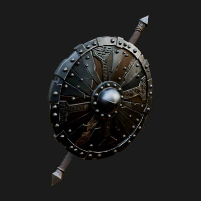 Riveted Round War Shield Model Design 4 3D Print Model