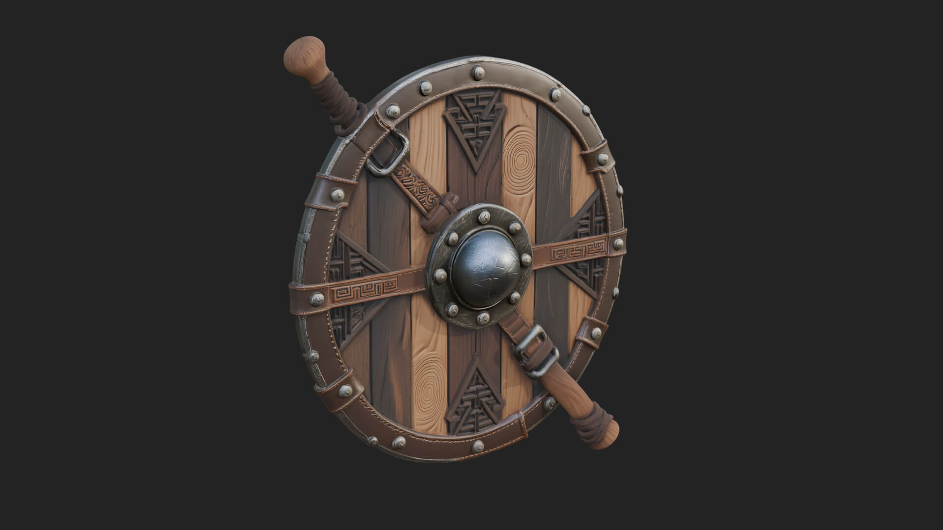Riveted Round War Shield Model Design 5 3D Print Model 3D Model