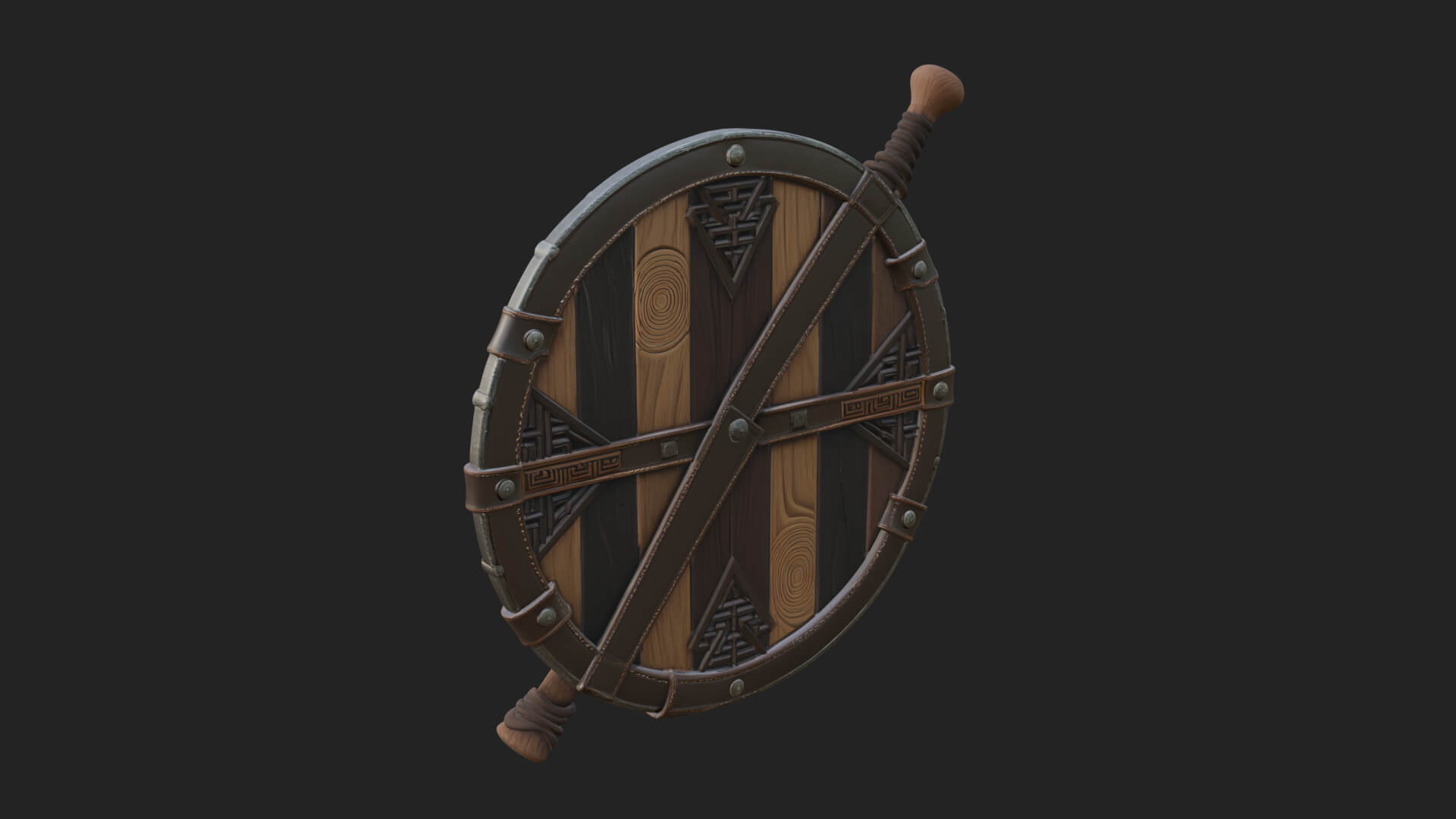 Riveted Round War Shield Model Design 5 3D Print Model 3D Model