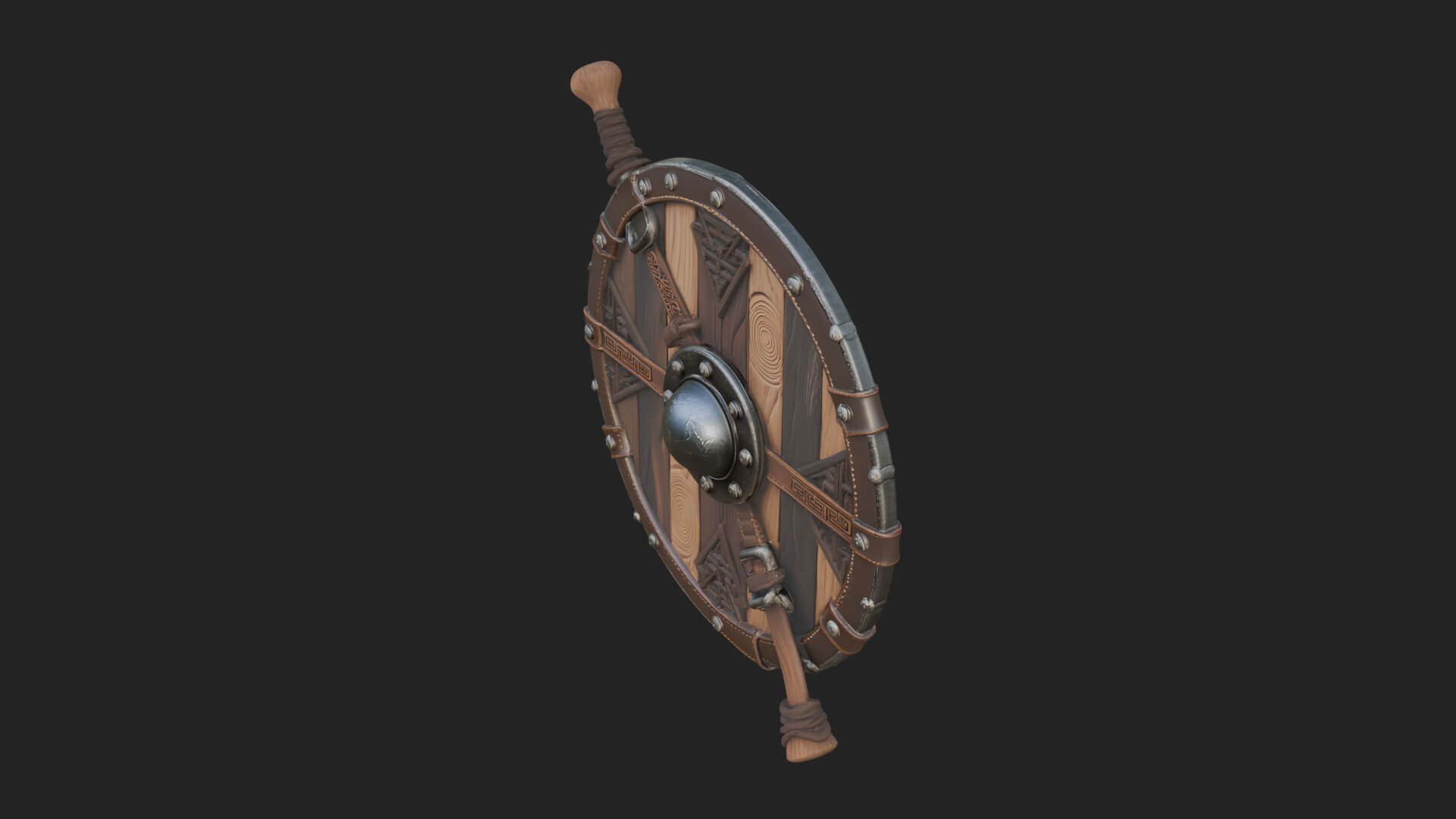 Riveted Round War Shield Model Design 5 3D Print Model 3D Model