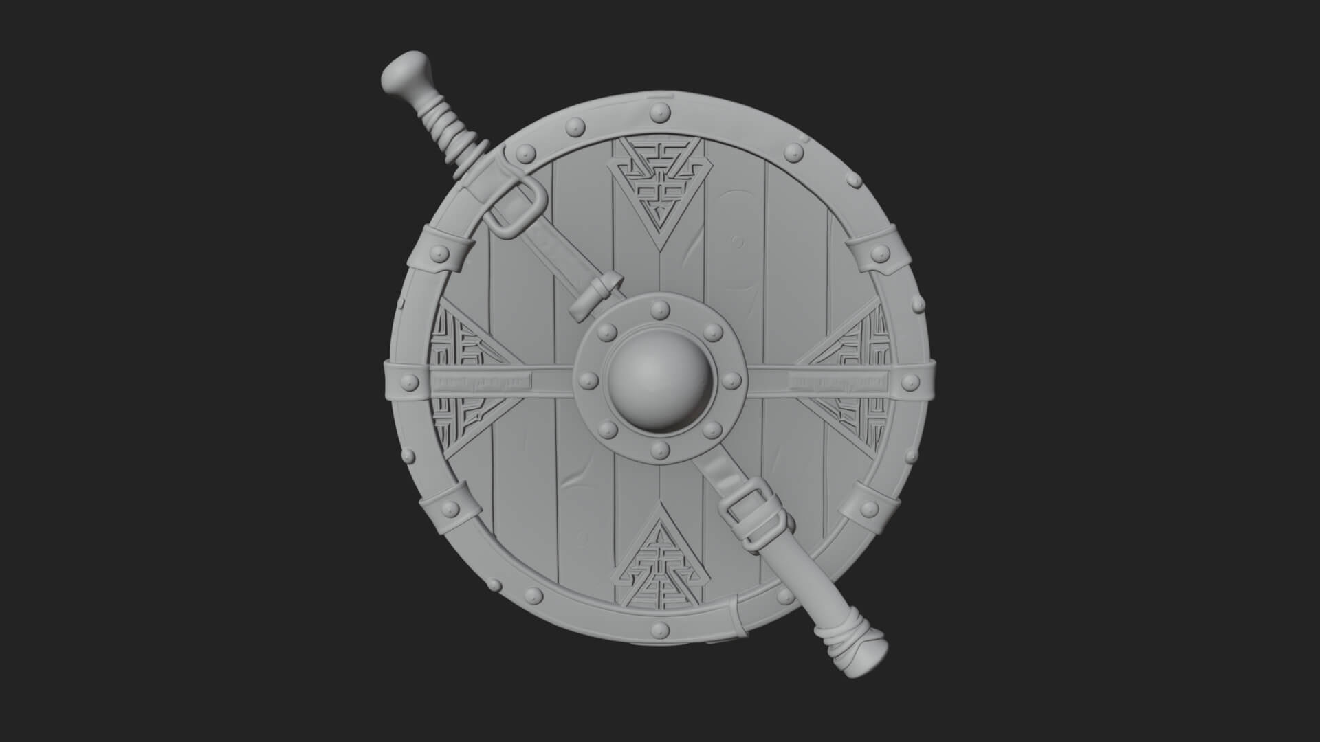 Riveted Round War Shield Model Design 5 3D Print Model 3D Model