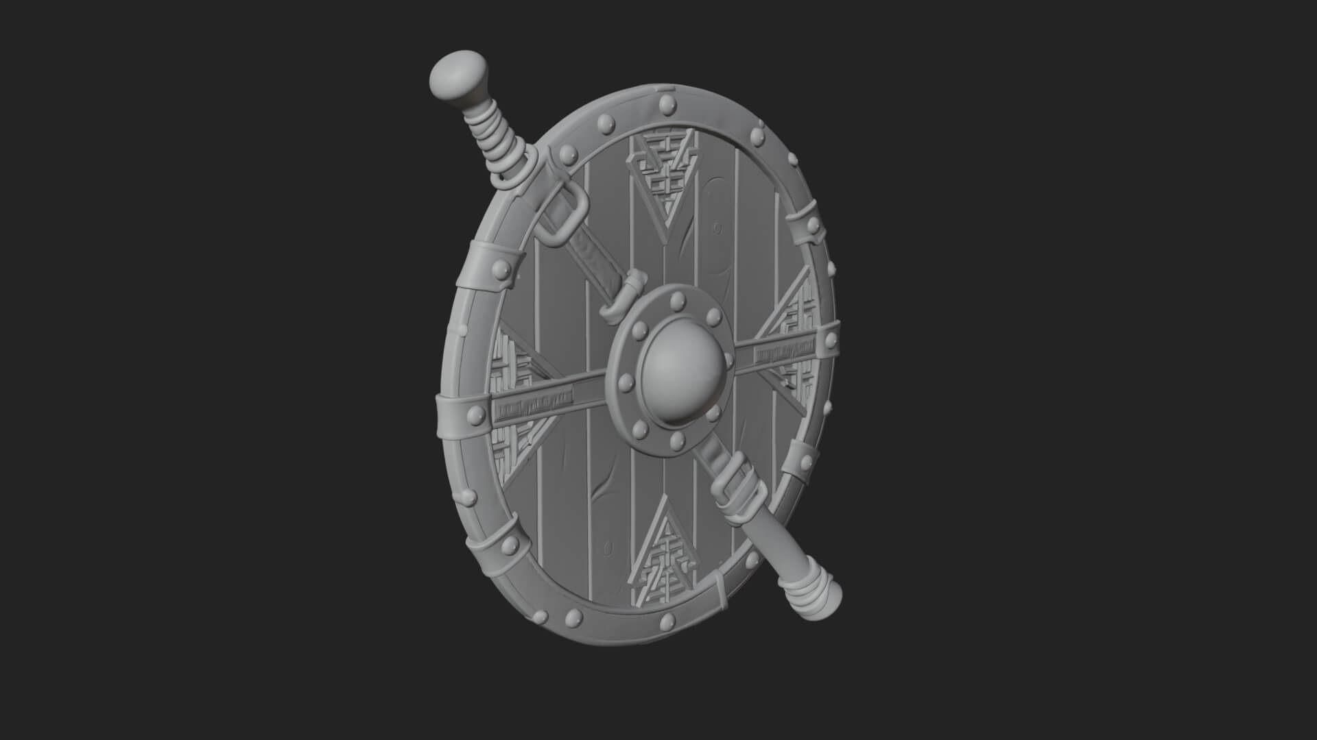 Riveted Round War Shield Model Design 5 3D Print Model 3D Model