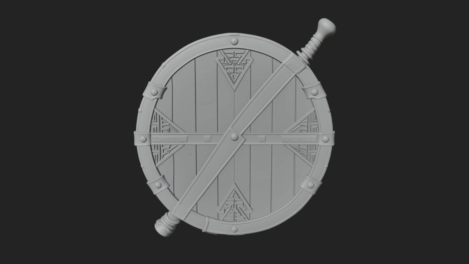 Riveted Round War Shield Model Design 5 3D Print Model 3D Model