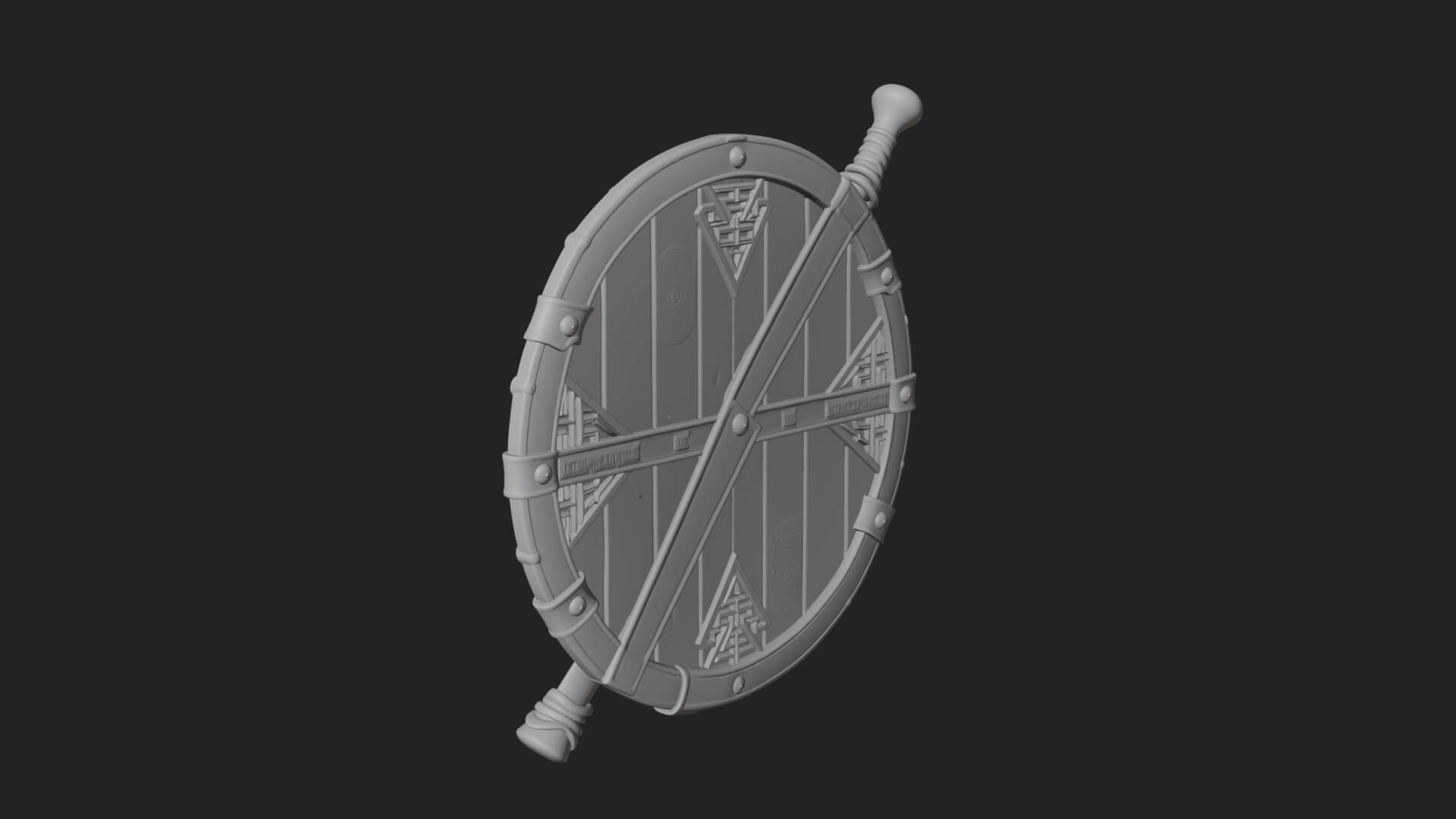 Riveted Round War Shield Model Design 5 3D Print Model 3D Model