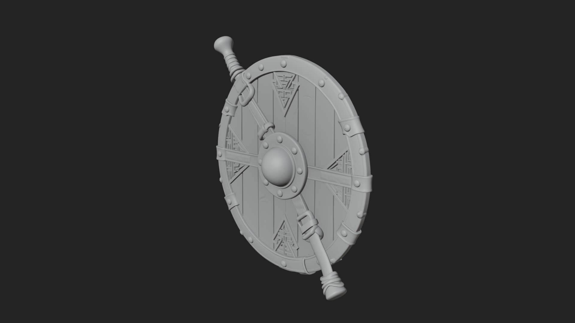 Riveted Round War Shield Model Design 5 3D Print Model 3D Model