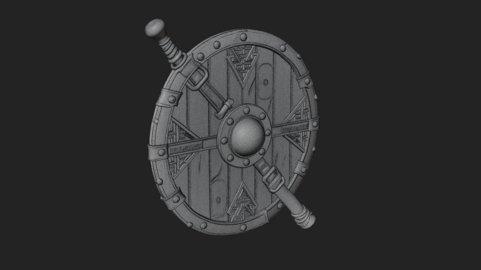 Riveted Round War Shield Model Design 5 3D Print Model 3D Model