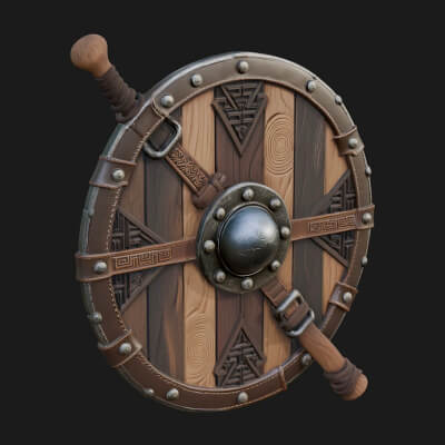 Riveted Round War Shield Model Design 5 3D Print Model