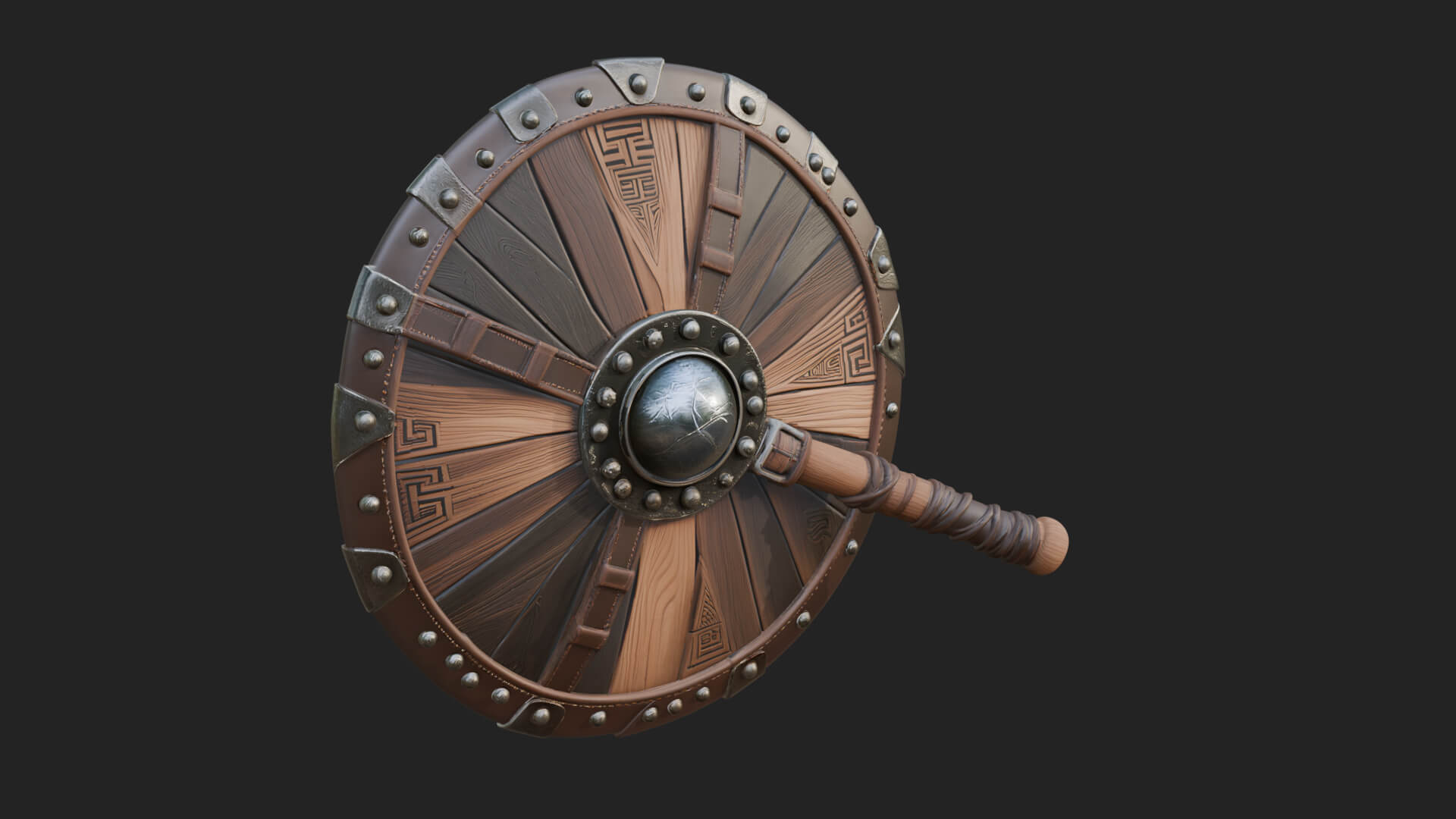 Riveted Round War Shield Model Design 6 3D Print Model 3D Model